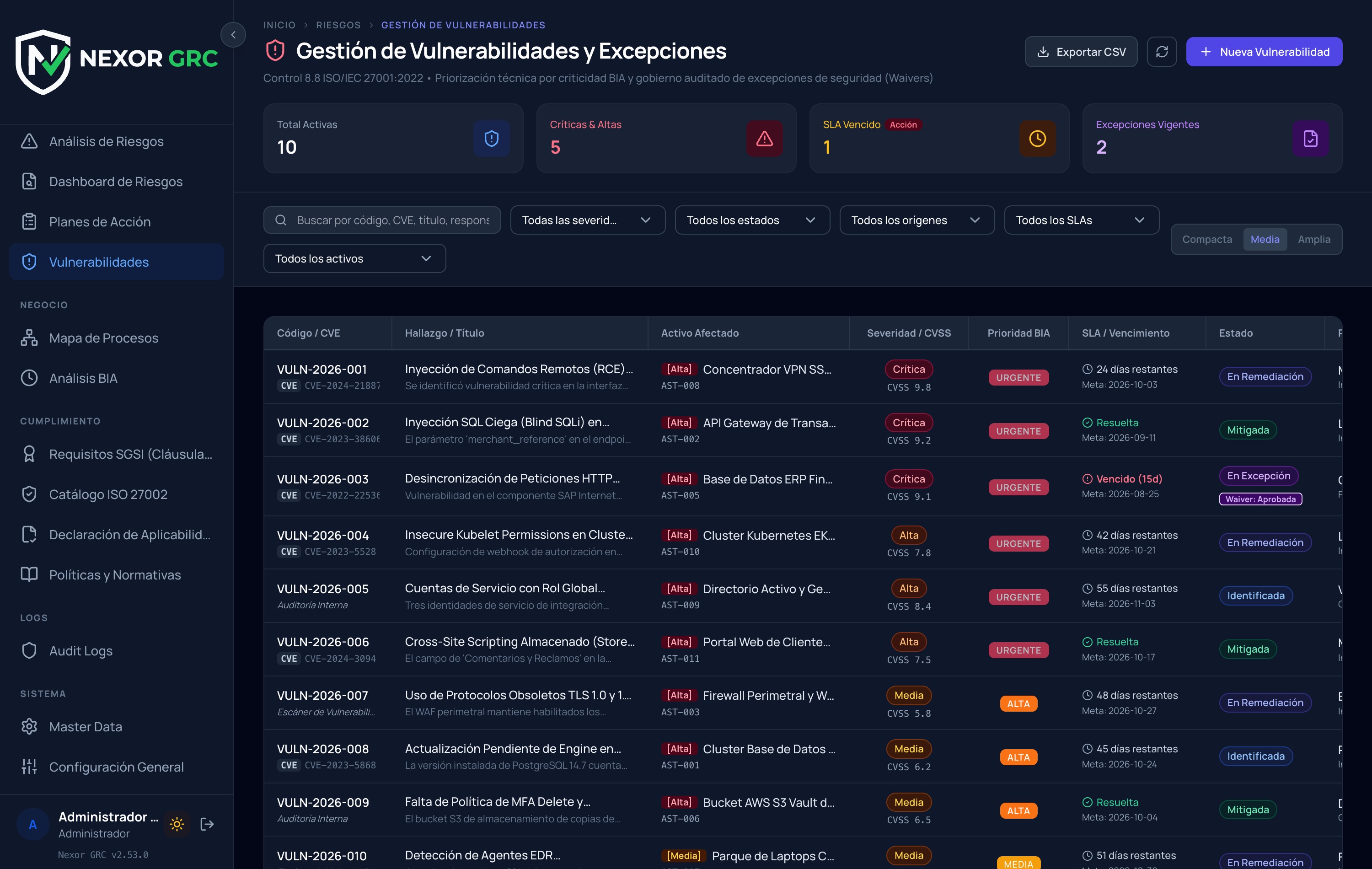 Gestión de Vulnerabilidades y Excepciones de Seguridad