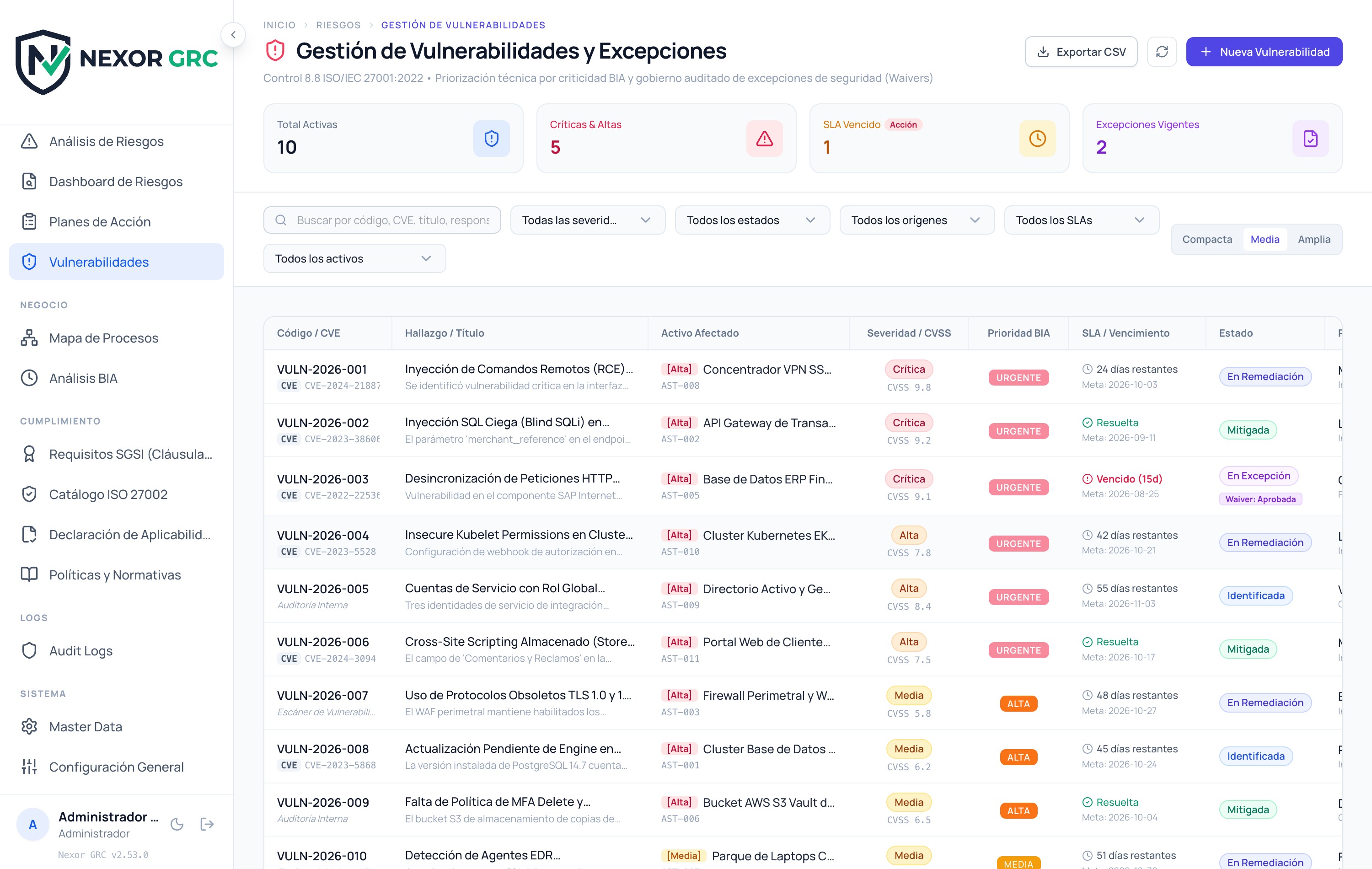 Gestión de Vulnerabilidades y Excepciones de Seguridad